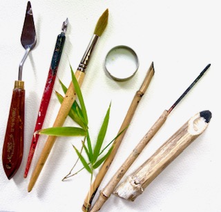 Image of different tools used for mark making
