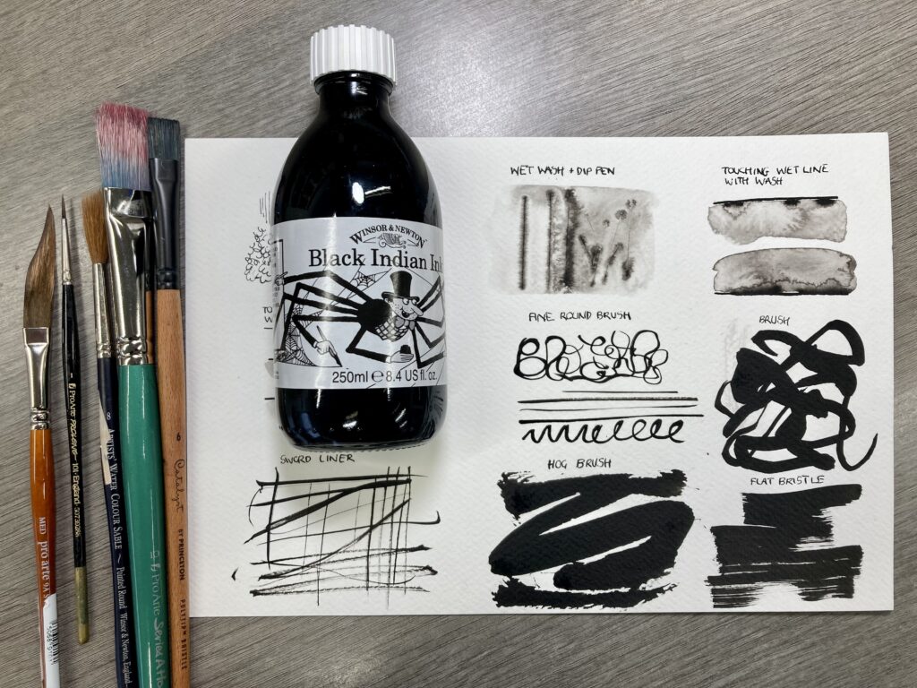 Image of ink techniques using brushes