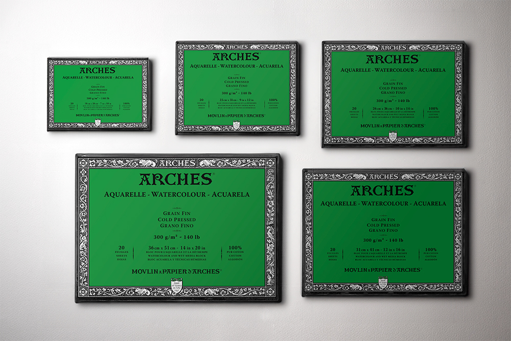 Variou sizes of Arches Watercolour Paper Blocks