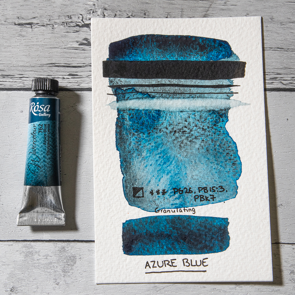 Rosa Gallery Watercolour Azure Blue with hand painted swatch