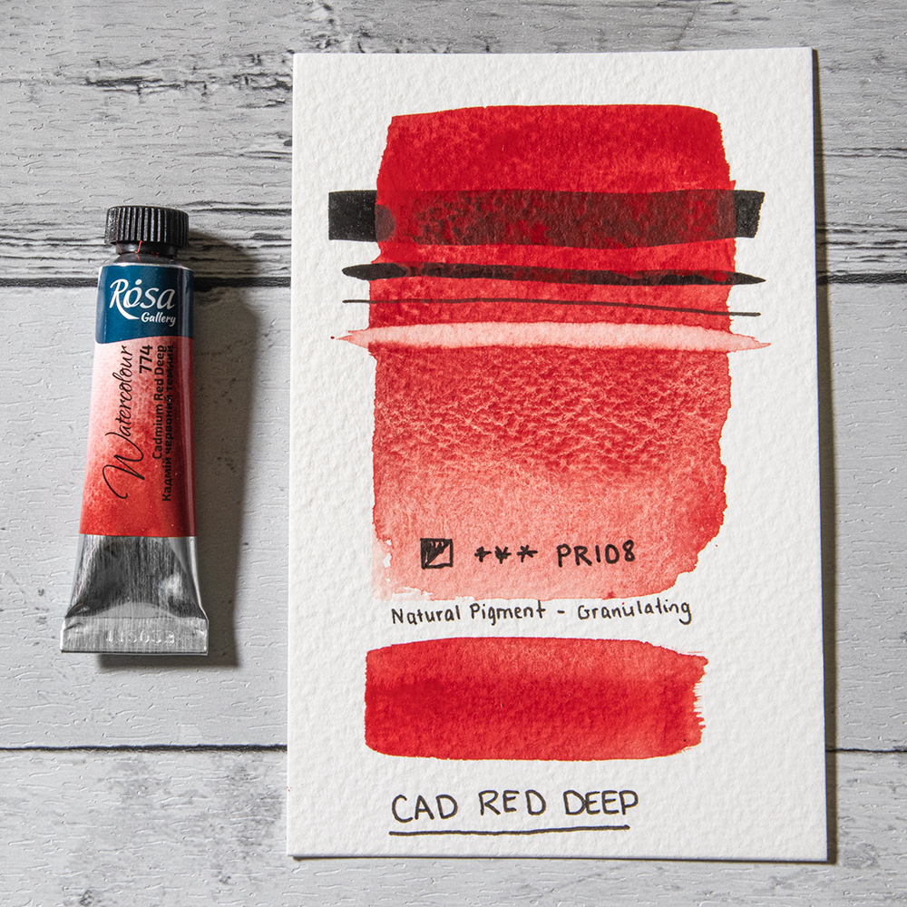 Rosa Gallery Watercolour Cadmium Red Deep with hand painted swatch