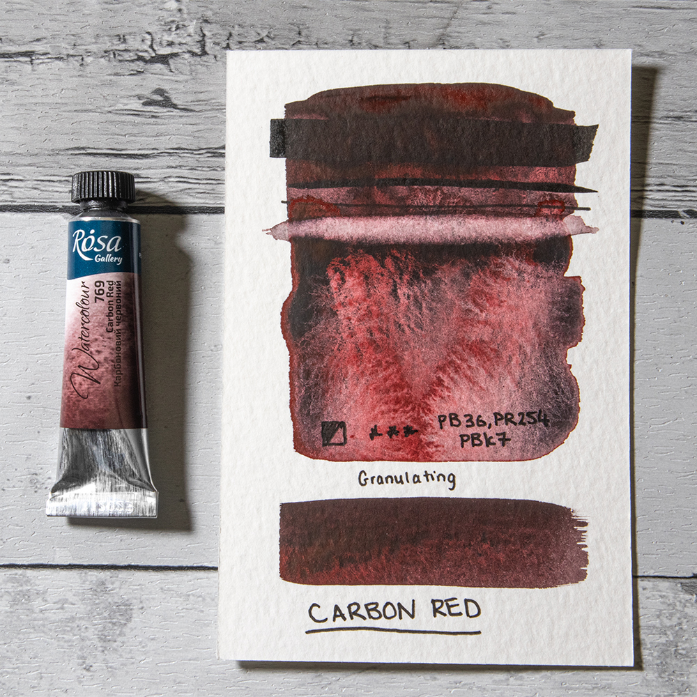 Rosa Gallery Watercolour Carbon Red with hand painted swatch