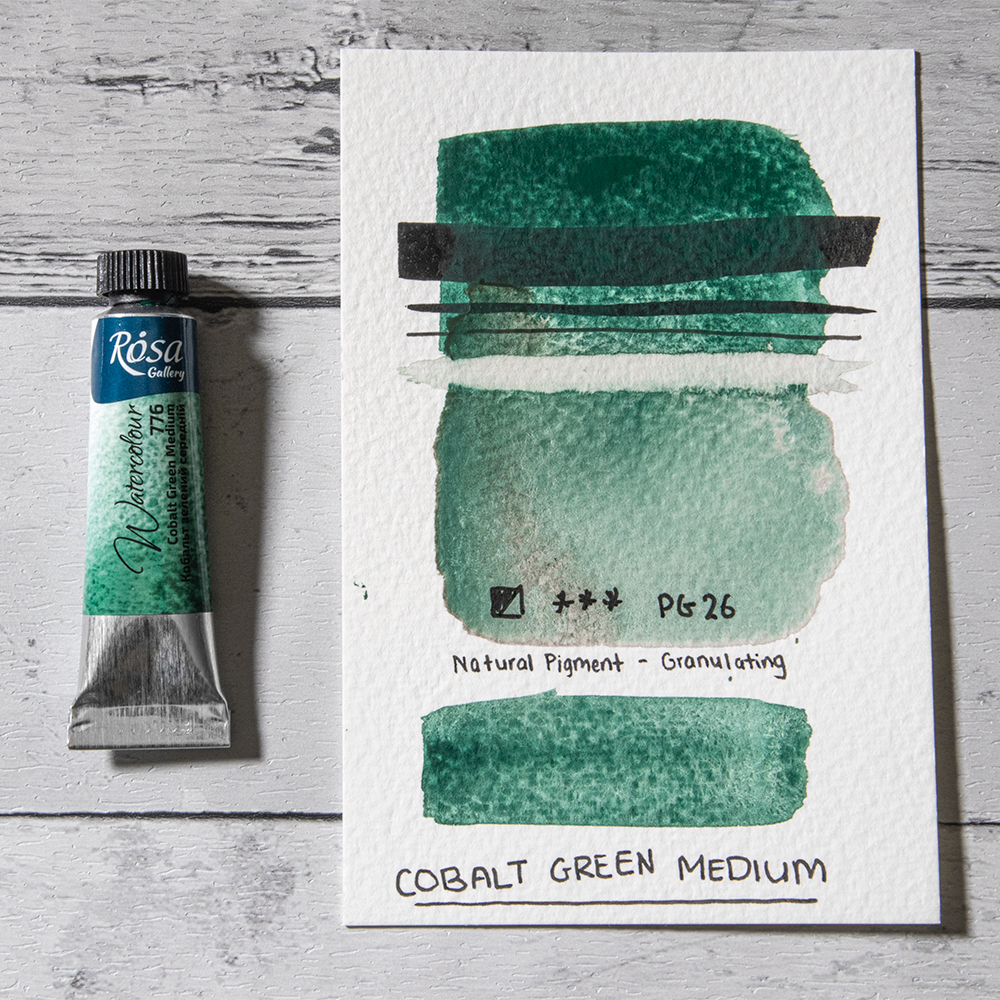Rosa Gallery Watercolour Cobalt Green Medium with hand painted swatch