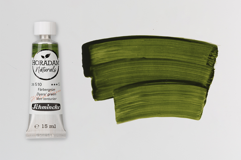 Schmincke Horadam Naturals Watercolour Dyers' Green Tube with Swatch