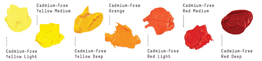 Liquitex Cadmium Free Acrylic Paint Colour Swatches