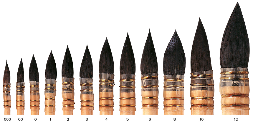 Sizes 000 to 12 in the Winsor & Newton Pure Squirrel Brush Range