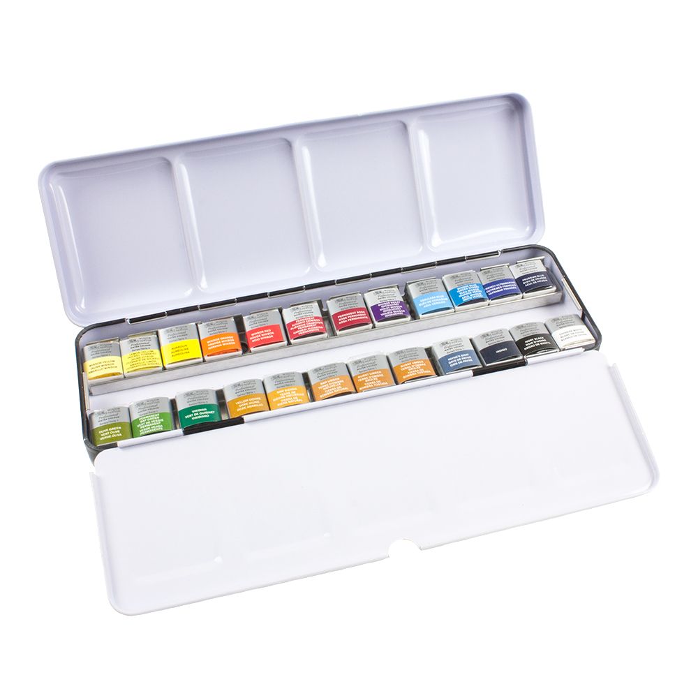 Winsor & Newton Professional Watercolor Paint Set, Lightweight Metal Box,  24 Half Pans