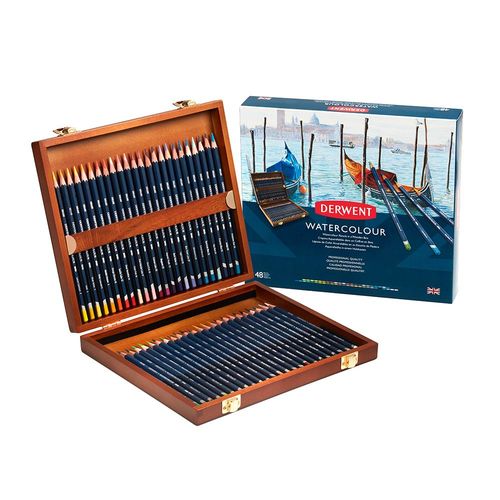 Image of Derwent Watercolour Pencils 48 Wooden Box