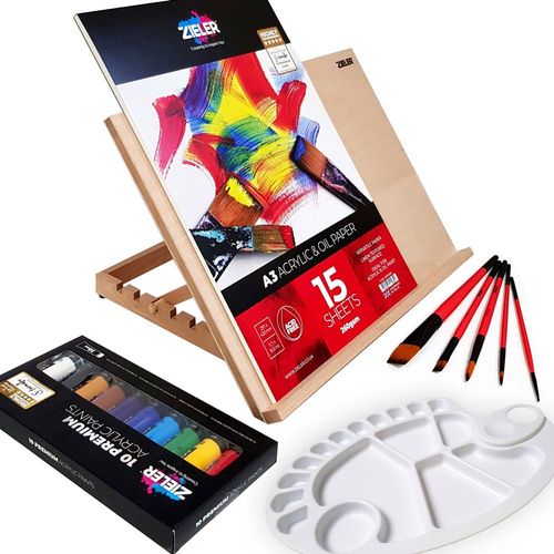 Image of Zieler A3 Easel and Acrylic Paint Set