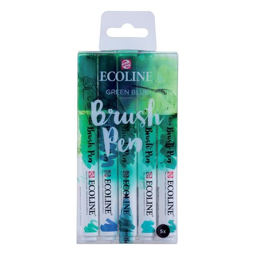 Image of Ecoline Brush Pen Set of 5 Green Blue