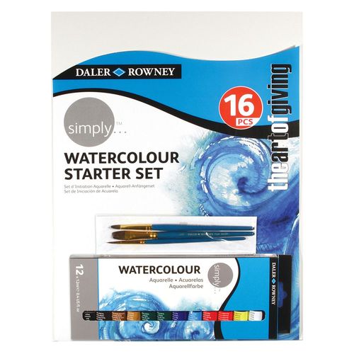 Image of Daler Rowney Simply Watercolour Paint 16 Piece Starter Set