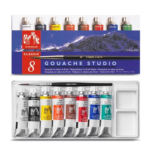 Image of Caran d'Ache Studio Gouache 8 Colour Paint Set