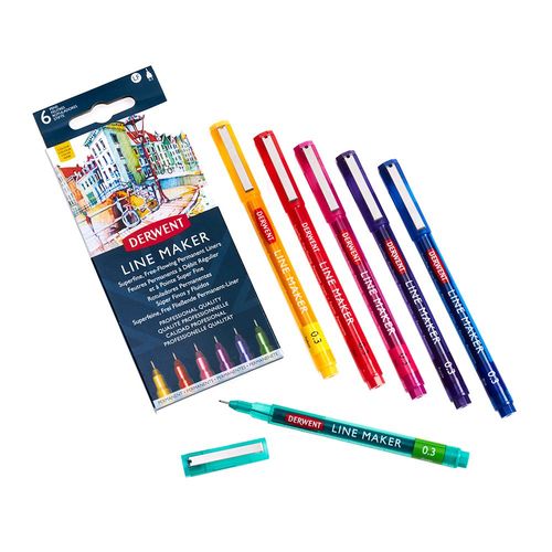 Image of Derwent Line Maker Coloured Pens Set of 6