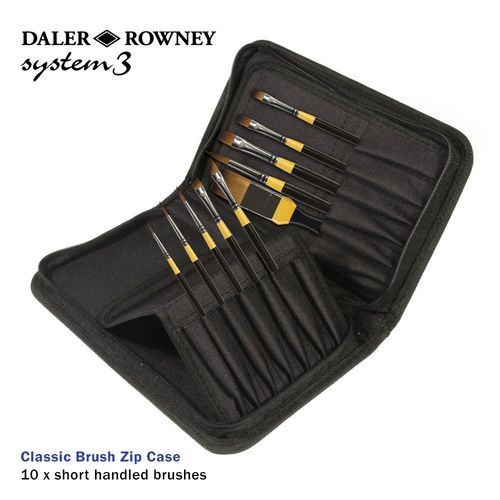 Image of Daler Rowney System 3 Classic Short Handle Brush Zip Case