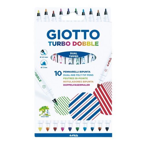 Image of Giotto Turbo Dobble Dual Tipped Felt Marker Pen Set of 10