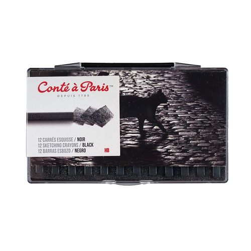 Image of Conte Carres Sketching Crayons Set of 12 Black