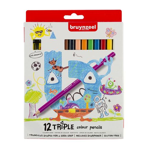 Image of Bruynzeel Triple Colour Pencils Set of 12