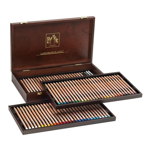 Image of Caran D'Ache Luminance Wooden Box Set 76 Pencils