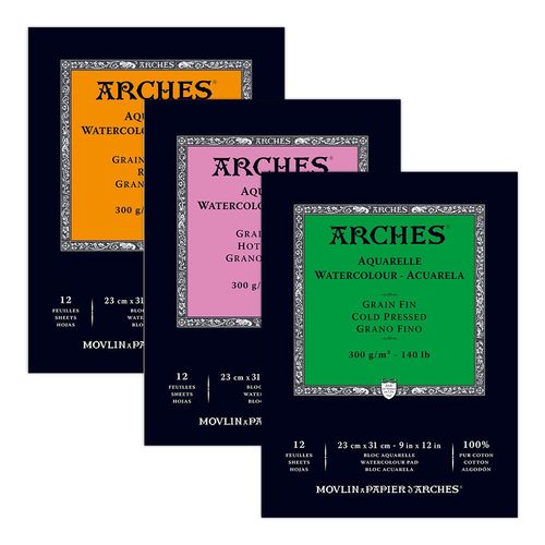 Arches Watercolor Pads 9 x 12 Hot Pressed 140 Lb White Pack Of 2
