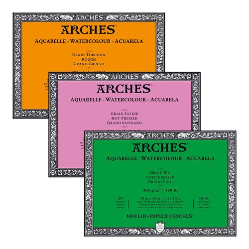  Arches Watercolor Paper Block, Hot Press, 11 x 14, 140 pound