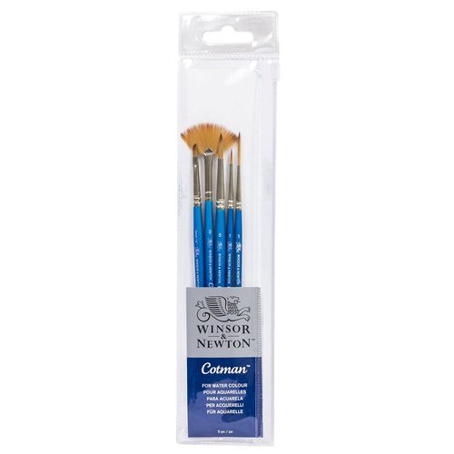 Image of Winsor & Newton Cotman Brush Set (5 Brushes with Fan) Version 1