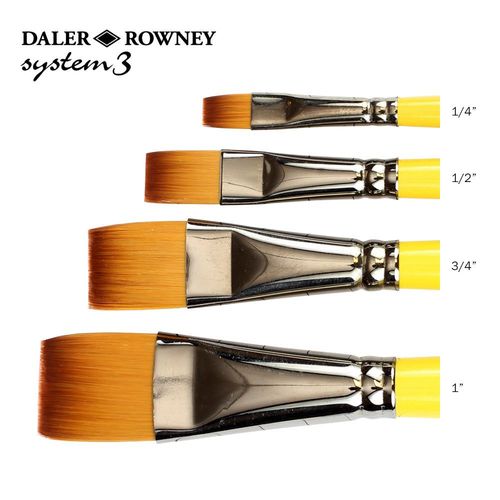 Image of Daler Rowney System 3 Acrylic Brushes SY55 Short Flat