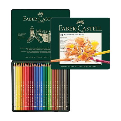 Image of Faber Castell Polychromos Artists Colour Pencil Tin of 24