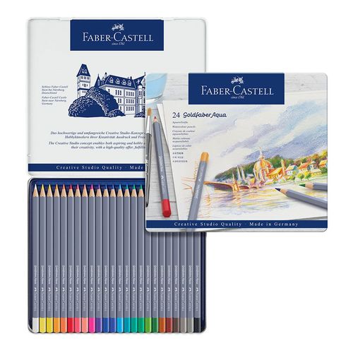 Image of Faber-Castell Goldfaber Aqua Watercolour Pencils Tin of 24
