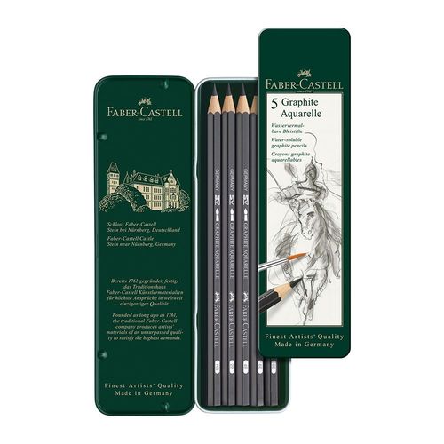 Image of Faber-Castell Graphite Aquarelle Pencils Tin of 5