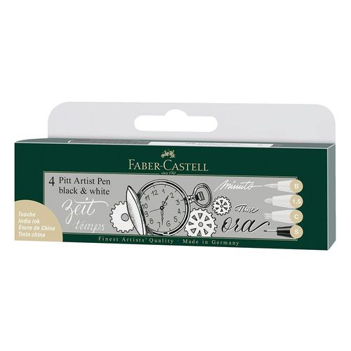 Image of Faber-Castell PITT Artists Pen Set of 4 Black and White