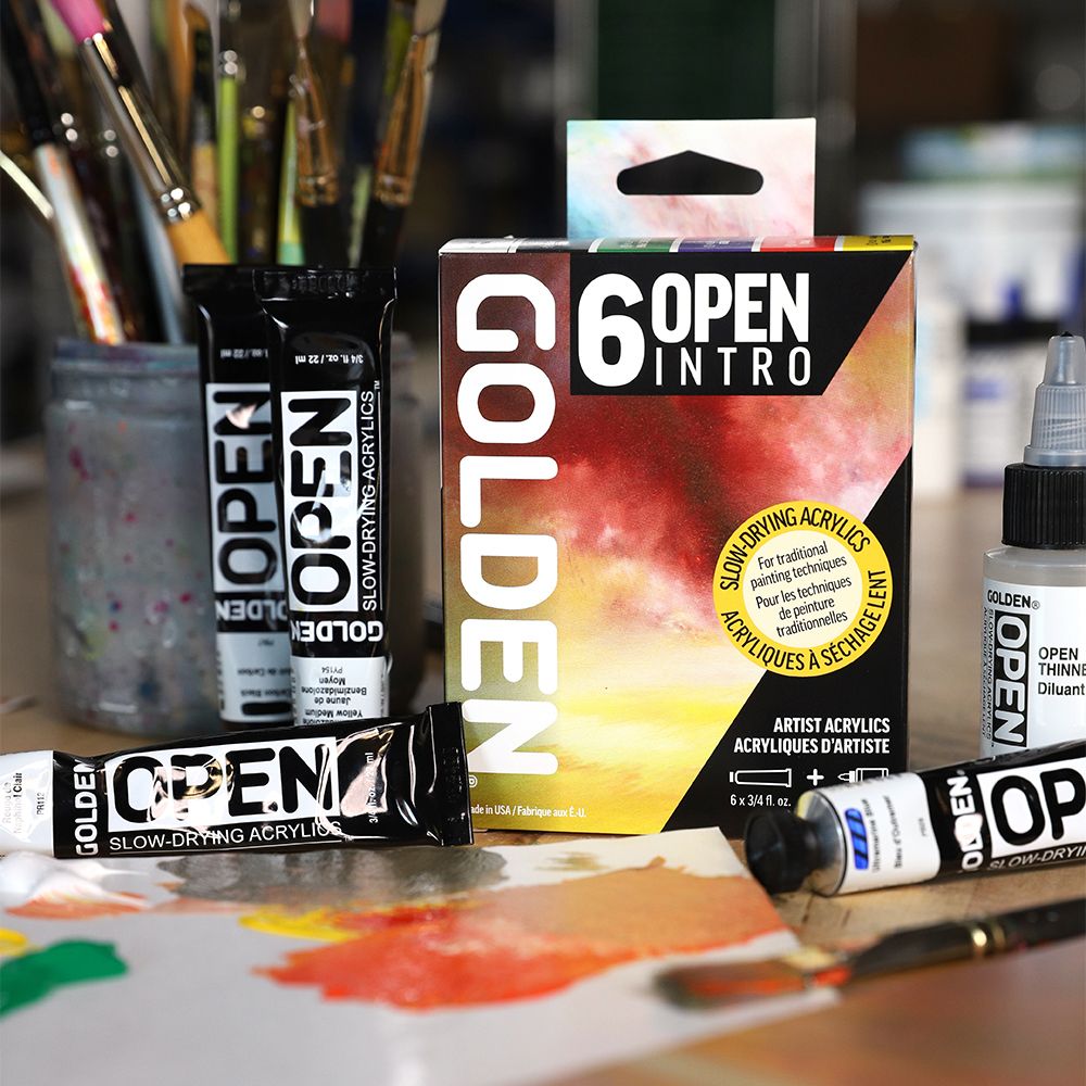 Golden OPEN Acrylic Paint Set, Slow Drying 12-Color Set