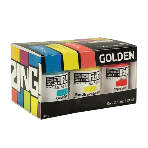 Image of Golden SoFlat Matte Acrylic Paint ZING Set 6 x 59ml