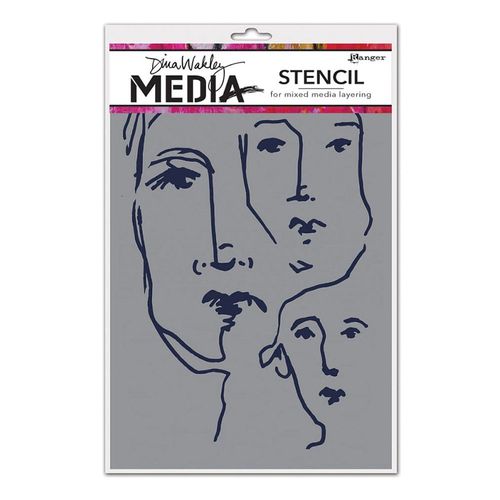 Image of Dina Wakley Media Stencil Scribbled Faces