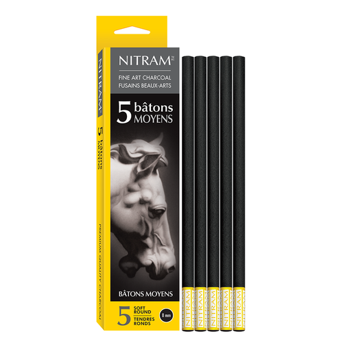 Image of Nitram Batons Moyens Round Charcoal Sticks 5 x 8mm