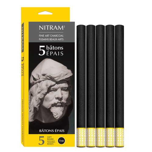 Image of Nitram Batons Epais Round Charcoal Sticks 5 x 12mm