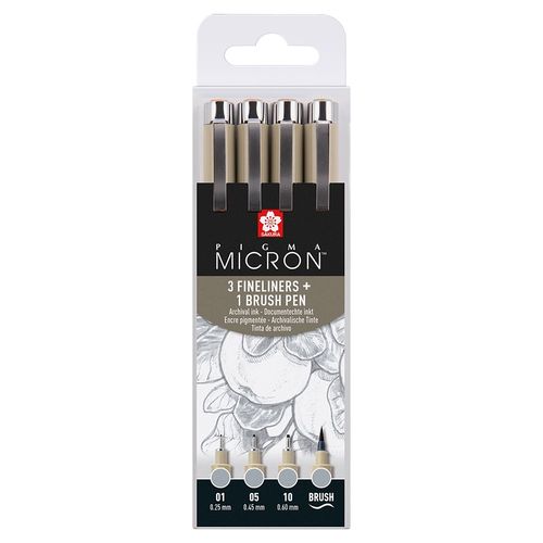 Image of Sakura Pigma Fineliner Set of 4 Light Cool Grey Pens