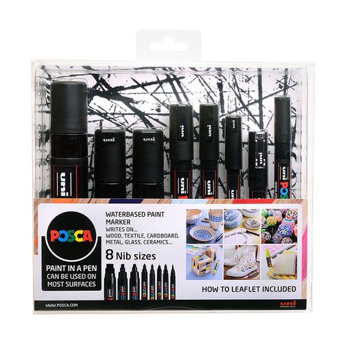 Image of Uni POSCA Paint Marker Set of 8 Black