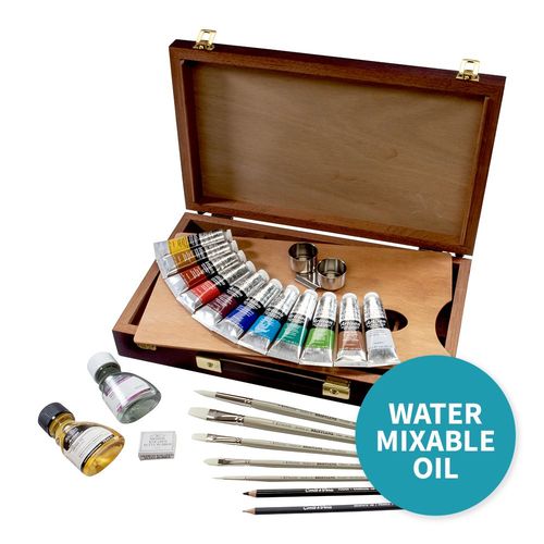 Image of Winsor & Newton Anglezarke Artisan Water Mixable Oil Paint Wooden Box Set