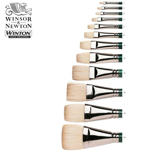 Image of Winsor & Newton Winton Hog Short Flat (Bright) Oil Brushes