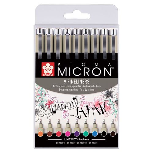 Image of Sakura Pigma Micron Coloured Pen Set of 9
